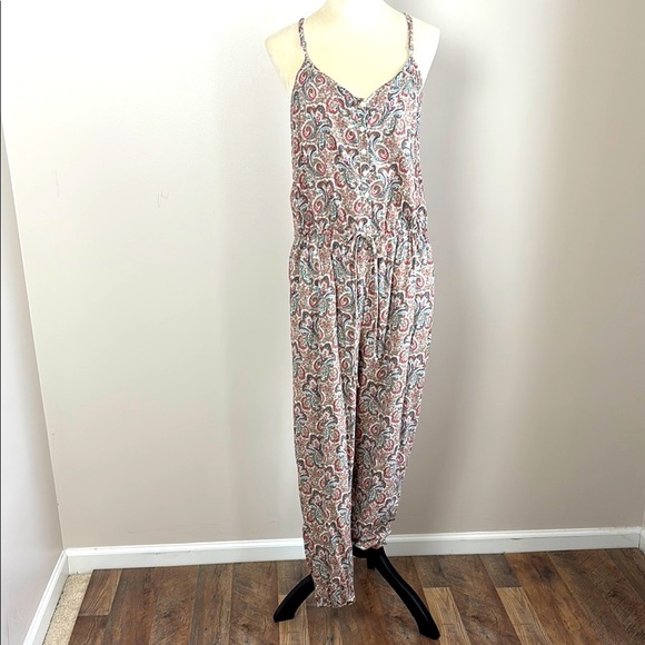 Denim & Supply Ralph Lauren Paisley Jumpsuit Drawstring Waist Romper Size L - Picture 1 of 13